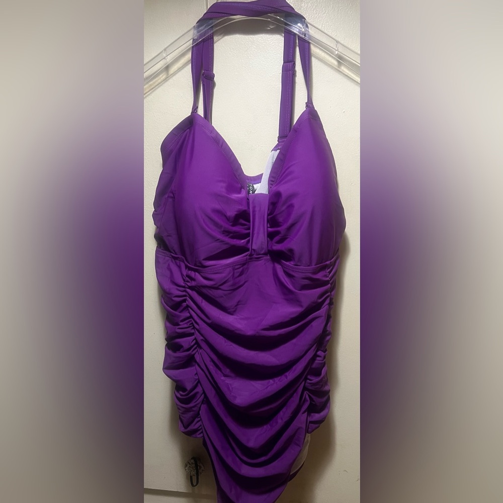 Purple Ruched Halter Swimsuit Torrid Size 4 NWT
